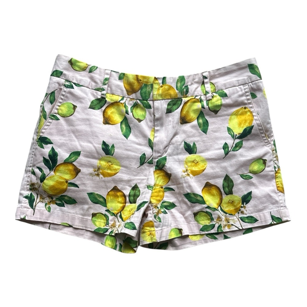 Cynthia Rowley White Shorts with Yellow Lemon Print
